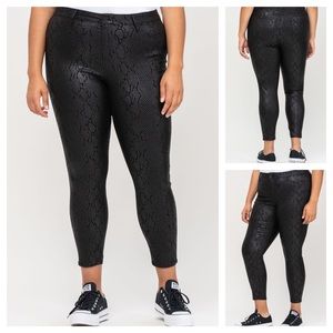 PLUS Cello Jeans Mid Rise Crop Coated Snakeskin